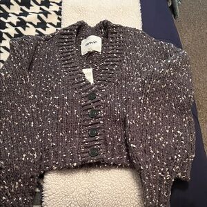 Aerie Charcoal Speckled Button-Up Cardigan